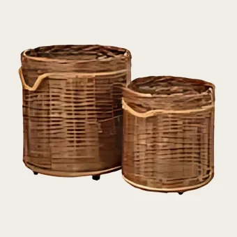 Cache-pots en osier sur roulettes, lot de 2