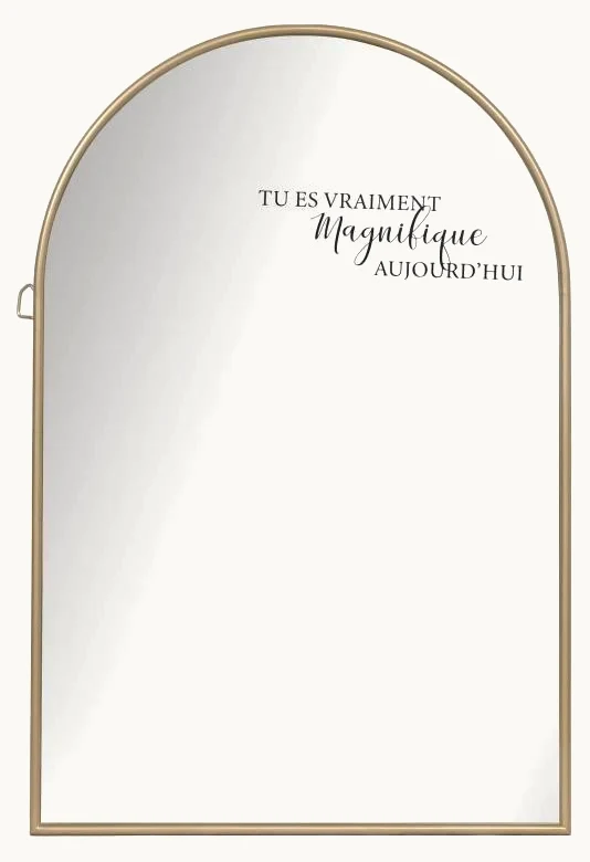 Miroir à message, doré, 60 × 90 cm