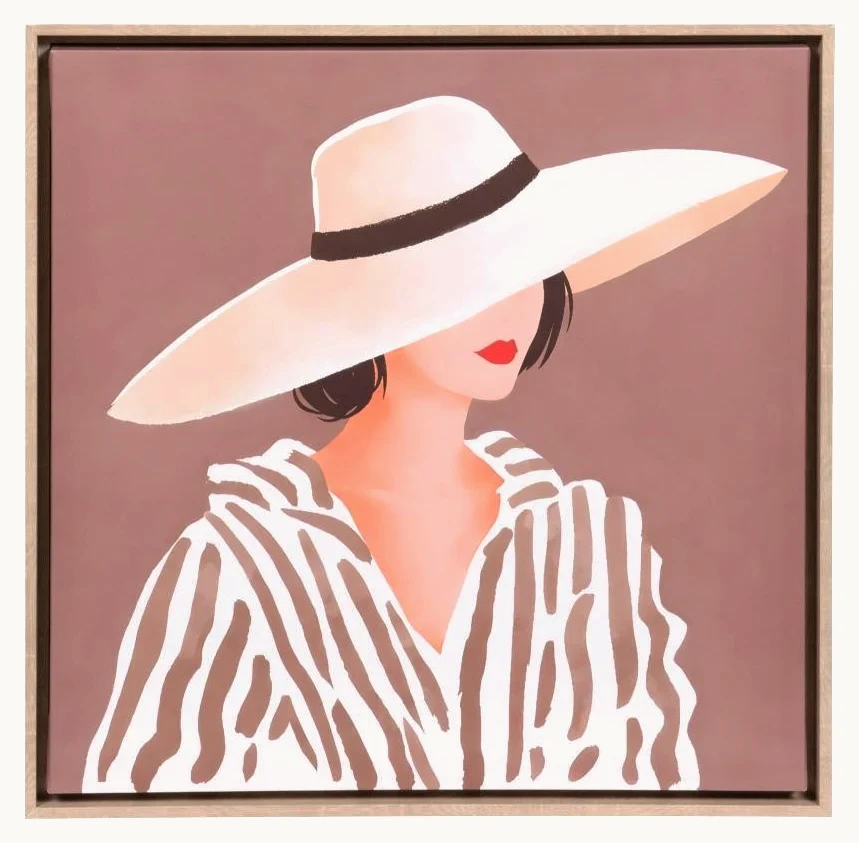 Toile Femme au trait, taupe, 60 × 60 cm
